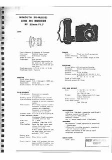 Minolta SR-M manual. Camera Instructions.